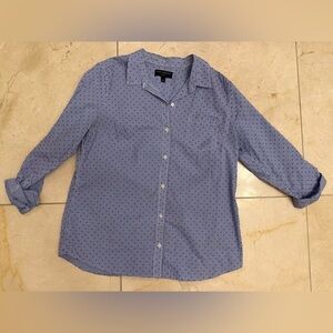 Banana Republic Women's Long Sleeve Gingham Print Button Up W/embroidered Red